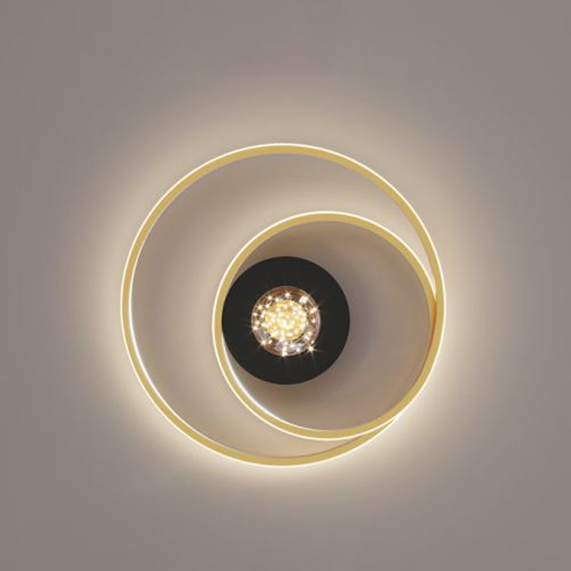Round Shade 2-Lights Flush Mount Modern Style Flush Mount Ceiling Lighting Fixture in Gold