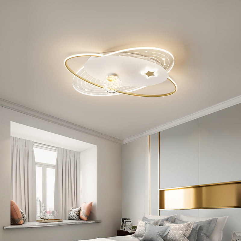 Round Shade 4-Lights Flush Mount Modern Style Flush Mount Ceiling Lighting Fixture in Gold