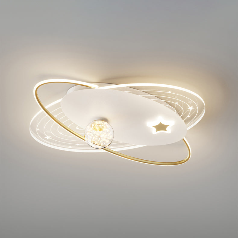 Round Shade 4-Lights Flush Mount Modern Style Flush Mount Ceiling Lighting Fixture in Gold