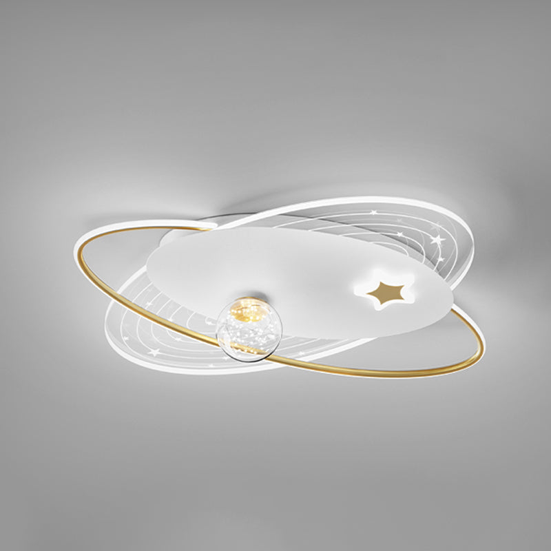Round Shade 4-Lights Flush Mount Modern Style Flush Mount Ceiling Lighting Fixture in Gold