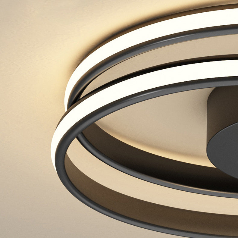 Multi-Lights Round Shade Modern Style Flush Mount Ceiling Light Fixture in Black