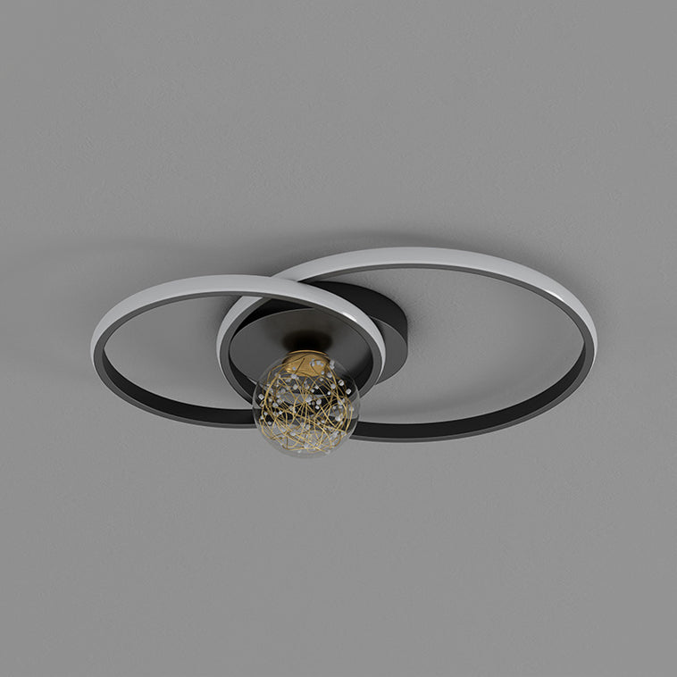 Multi-Lights Round Shade Modern Style Flush Mount Ceiling Light Fixture in Black