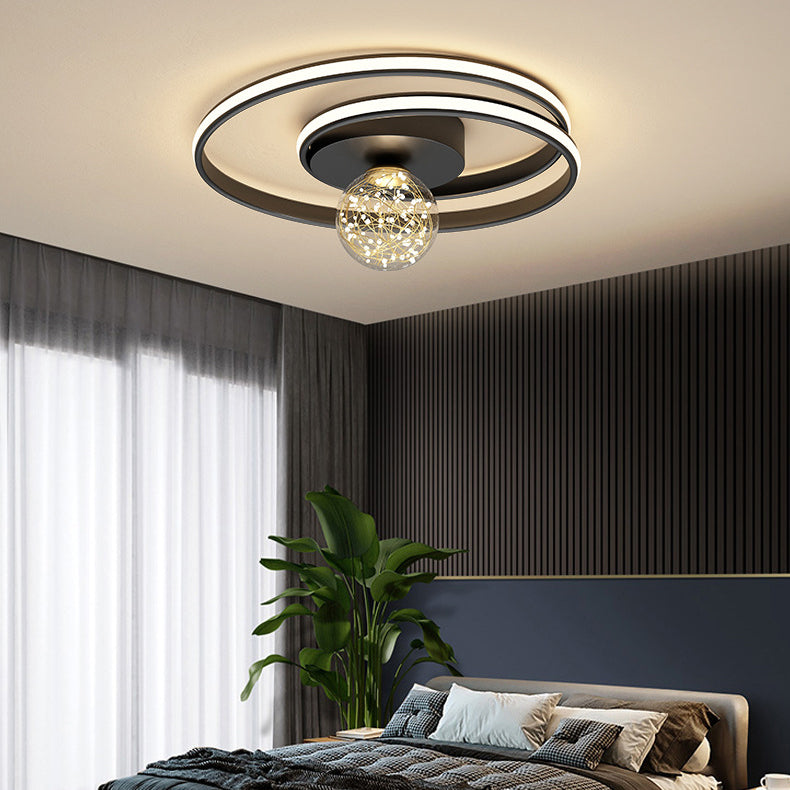 Multi - Lights Round Shade Modern Style Flush Mount Massimale Light Fixture in Nero