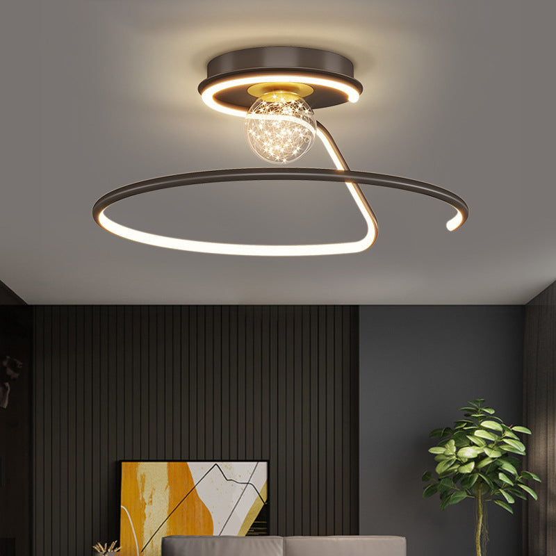 2-Lights Flush Mount Modern Style Flush Mount Ceiling Lighting Fixture in Black