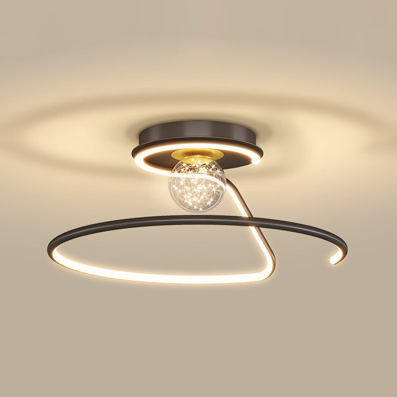 2-Lights Flush Mount Modern Style Flush Mount Ceiling Lighting Fixture in Black