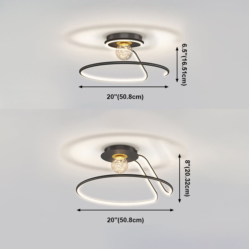 2-Lights Flush Mount Modern Style Flush Mount Ceiling Lighting Fixture in Black