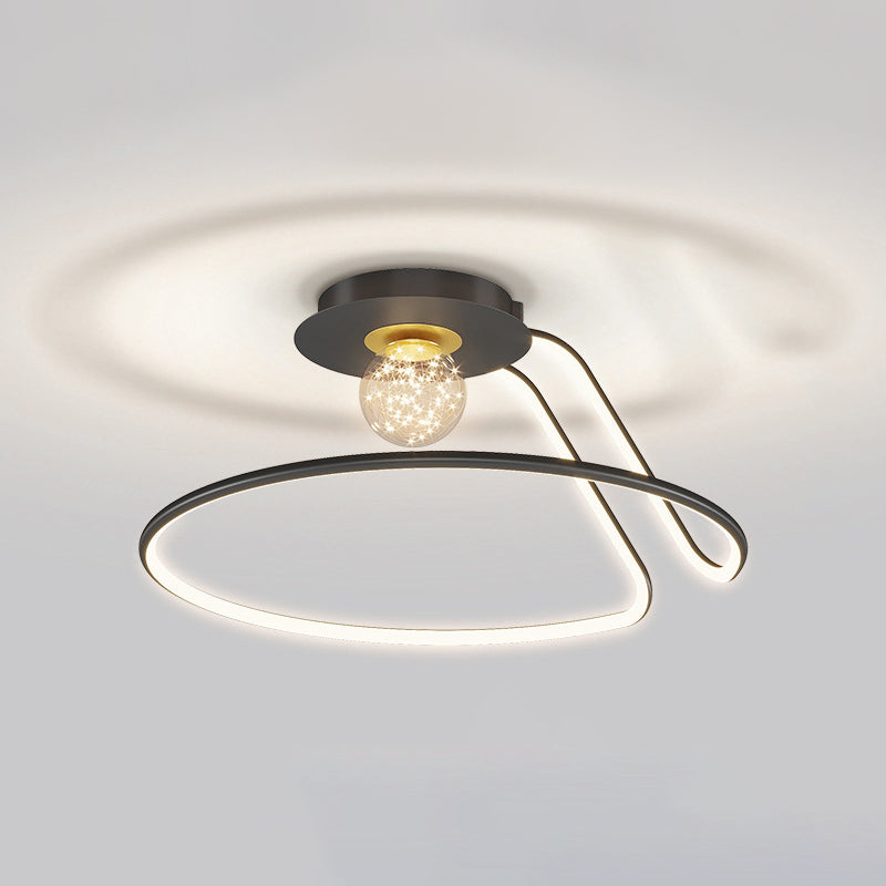 2-Lights Flush Mount Modern Style Flush Mount Ceiling Lighting Fixture in Black