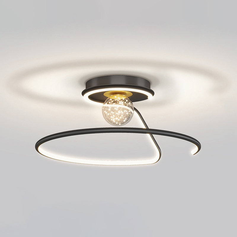 2-Lights Flush Mount Modern Style Flush Mount Ceiling Lighting Fixture in Black