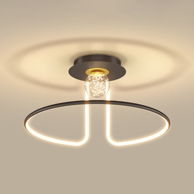 2-Lights Flush Mount Modern Style Flush Mount Ceiling Lighting Fixture in Black