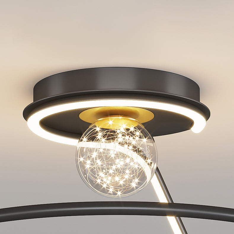 2-Lights Flush Mount Modern Style Flush Mount Ceiling Lighting Fixture in Black