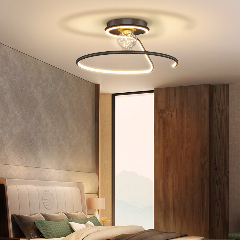 2-Lights Flush Mount Modern Style Flush Mount Ceiling Lighting Fixture in Black