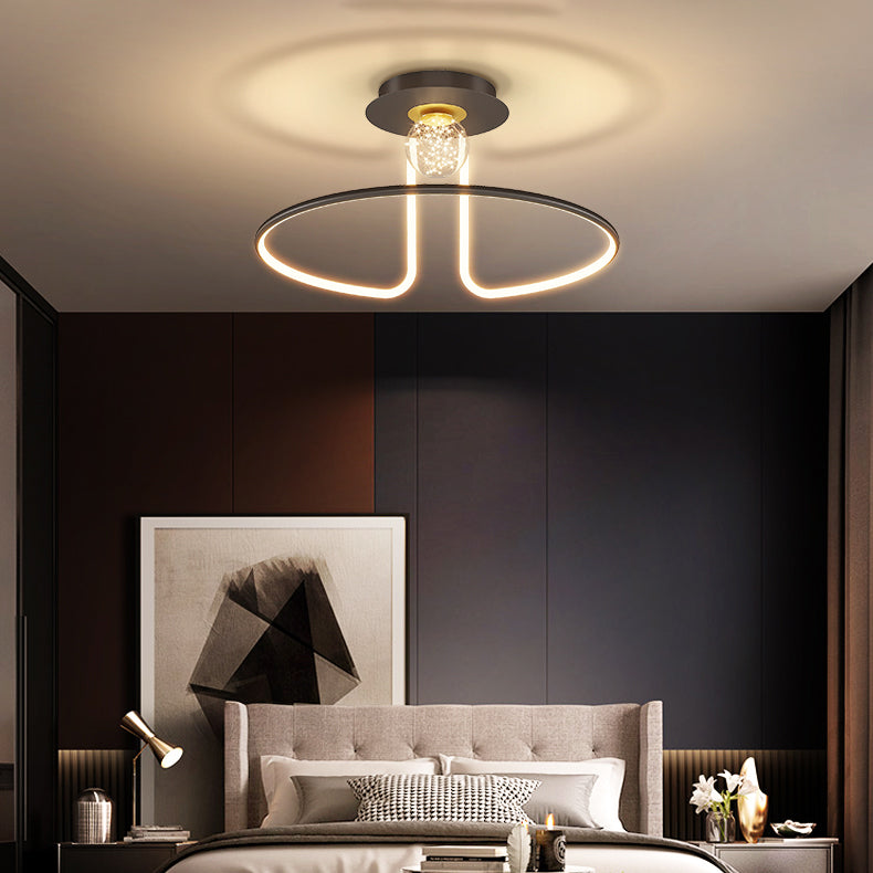 2-Lights Flush Mount Modern Style Flush Mount Ceiling Lighting Fixture in Black