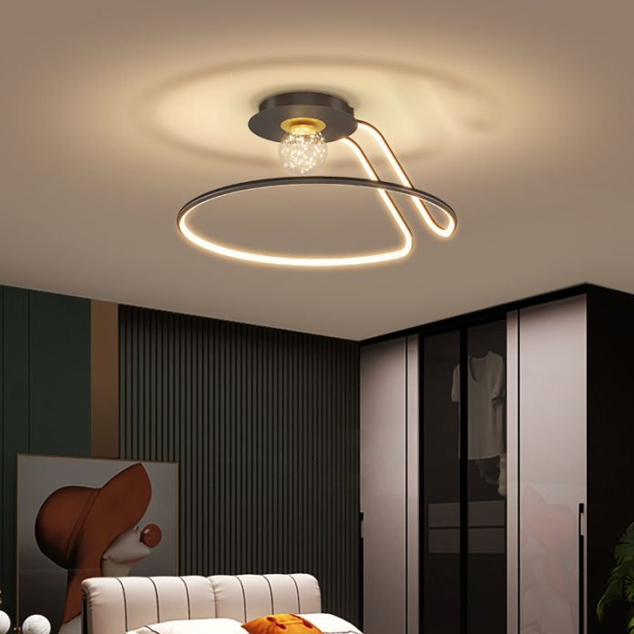 Apparecchio di illuminazione da soffitto per montaggio a incasso in stile moderno a 2 luci in nero