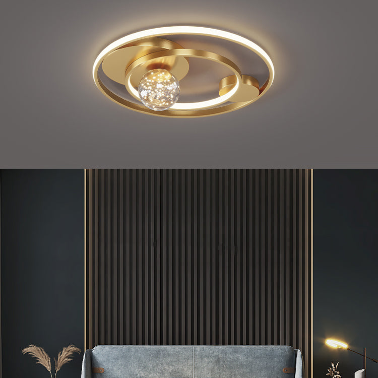Round Shade 3-Lights Modern Style Flush Mount Ceiling Lighting Fixture for Living Room Bedroom