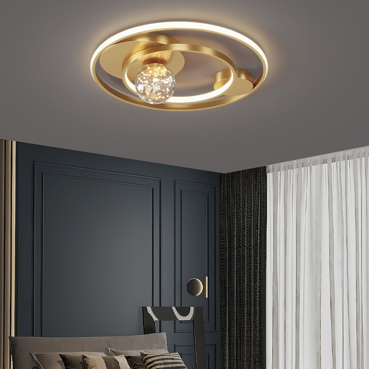 Round Shade 3-Lights Modern Style Flush Mount Ceiling Lighting Fixture for Living Room Bedroom