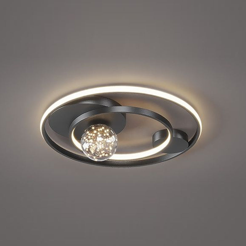 Round Shade 3-Lights Modern Style Flush Mount Ceiling Lighting Fixture for Living Room Bedroom