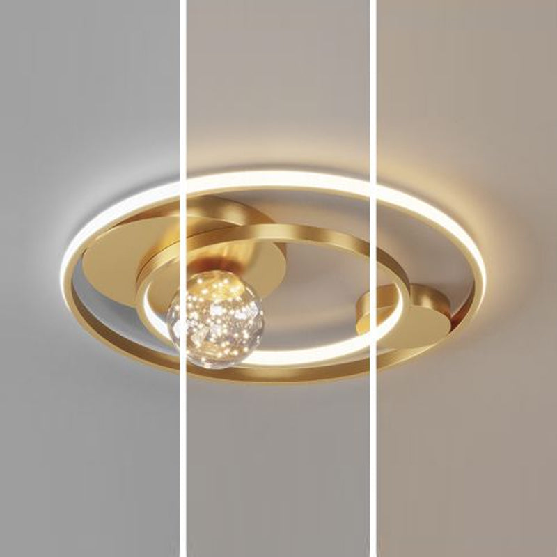 Round Shade 3-Lights Modern Style Flush Mount Ceiling Lighting Fixture for Living Room Bedroom