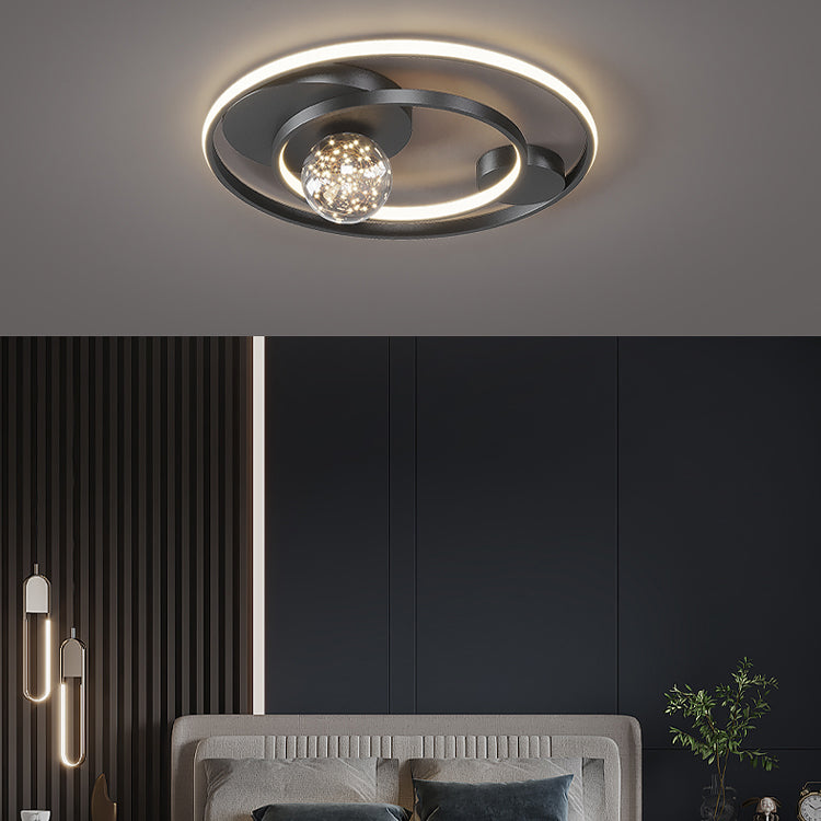 Round Shade 3-Lights Modern Style Flush Mount Ceiling Lighting Fixture for Living Room Bedroom