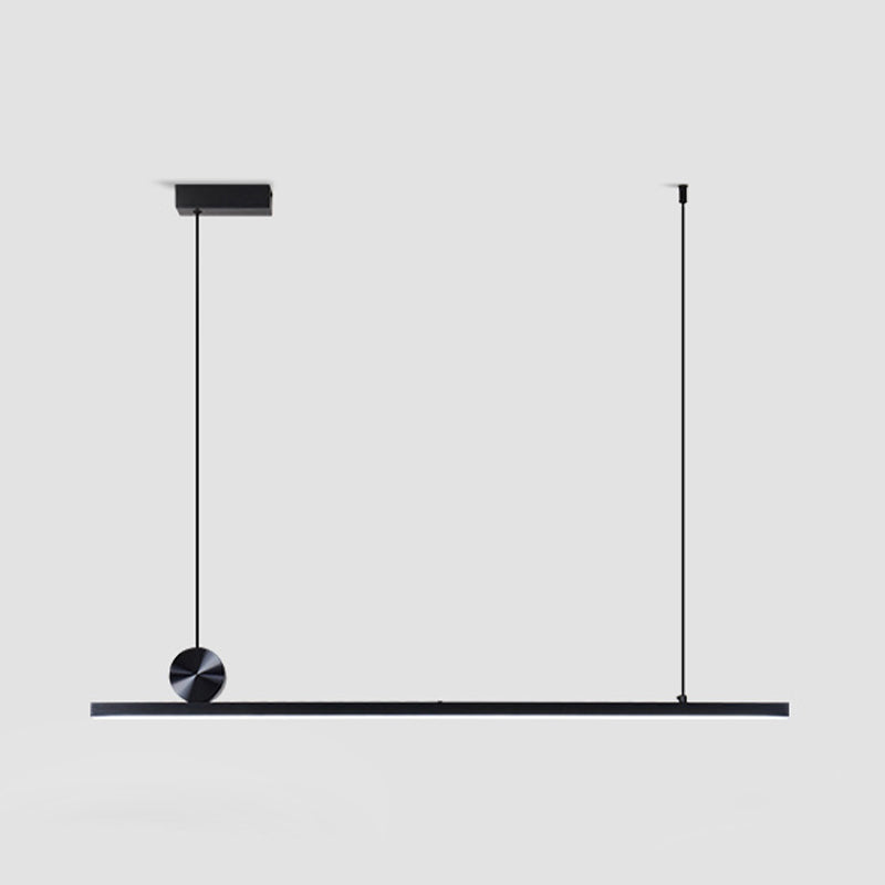 1-Light Linear Island Lighting Fixtures Black Modern Style Aluminum Hanging Lamps