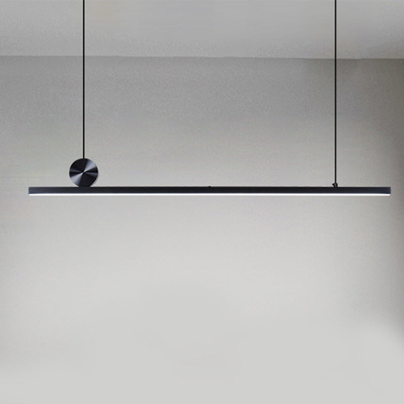 1-Light Linear Island Lighting Fixtures Black Modern Style Aluminum Hanging Lamps
