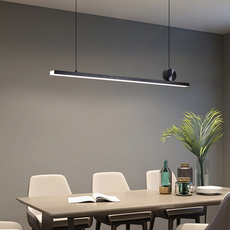 1-Light Linear Island Lighting Fixtures Black Modern Style Aluminum Hanging Lamps