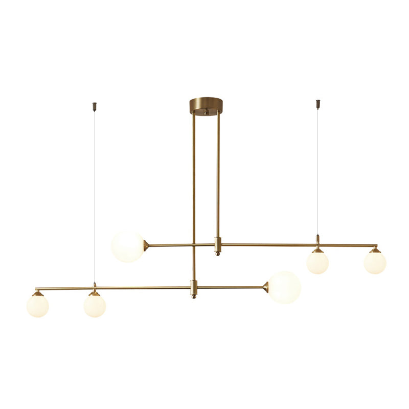 Globe Island Lighting Modern kroonluchter Glass 3 lichte eiland plafondlicht in gouden afwerking