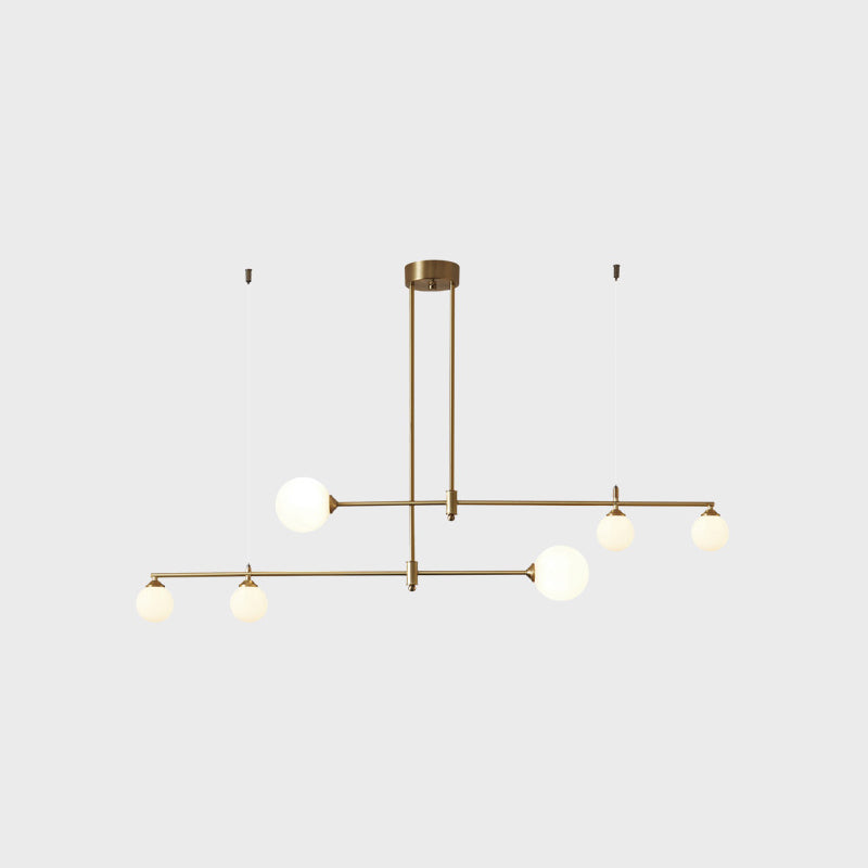 Globe Island Lighting Modern kroonluchter Glass 3 lichte eiland plafondlicht in gouden afwerking