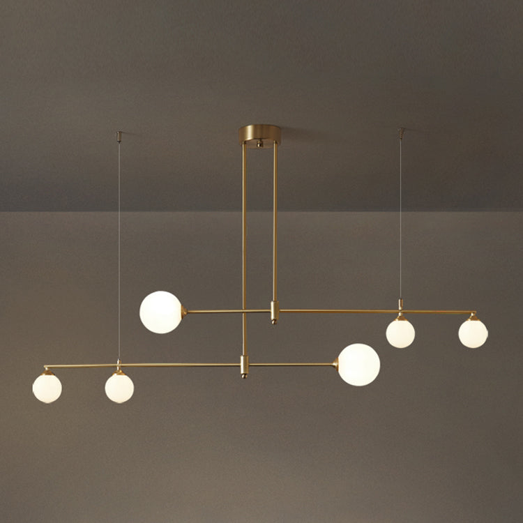 Globe Island Lighting Modern kroonluchter Glass 3 lichte eiland plafondlicht in gouden afwerking