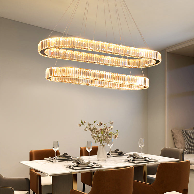 Oval Island Lighting Ideas Modern Chandelier Crystal 2 Light Island Plafond Light in Gold Finish