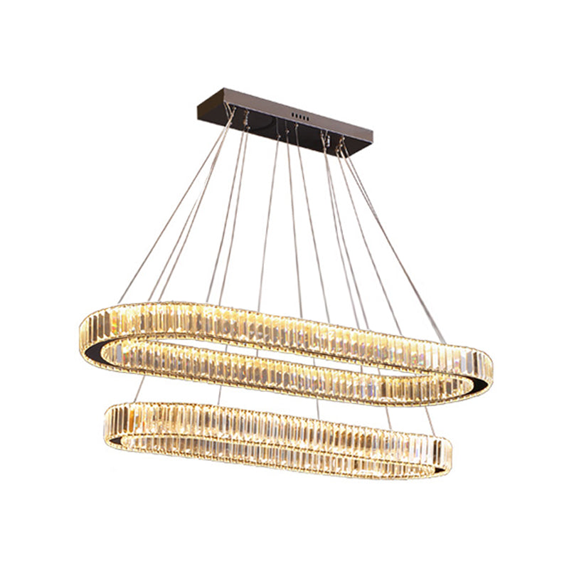 Oval Island Lighting Ideas Modern Chandelier Crystal 2 Light Island Ceiling Light in Gold Finish