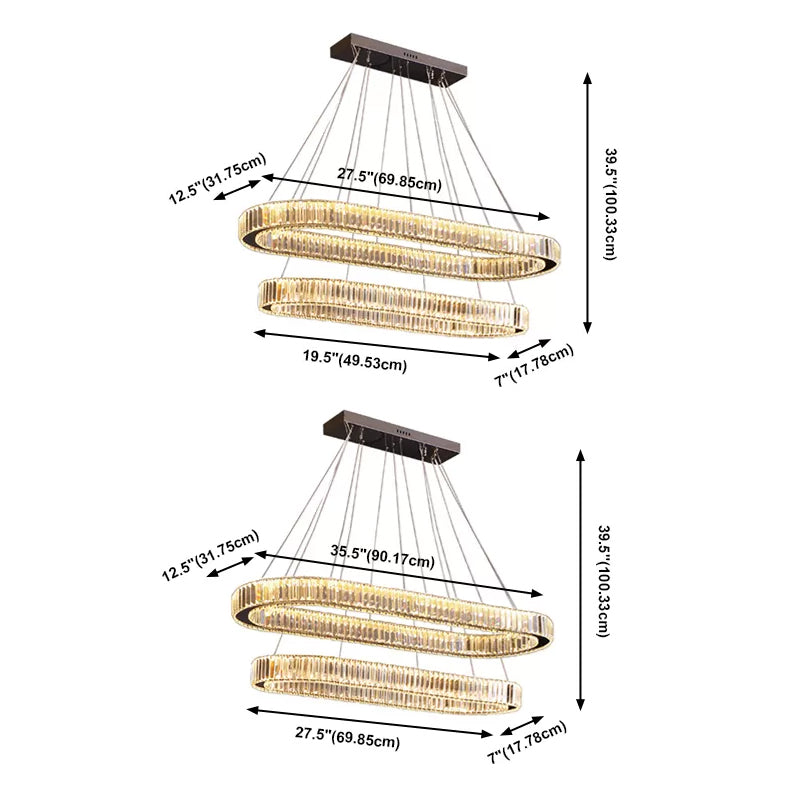 Oval Island Lighting Ideas Modern Chandelier Crystal 2 Light Island Ceiling Light in Gold Finish