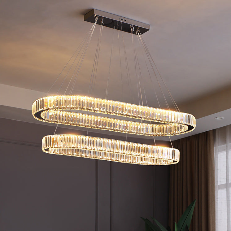 Oval Island Lighting Ideas Modern Chandelier Crystal 2 Light Island Ceiling Light in Gold Finish