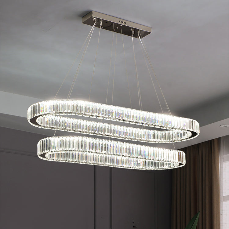 Oval Island Lighting Ideas Modern Chandelier Crystal 2 Light Island Ceiling Light in Gold Finish
