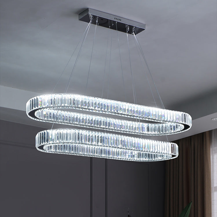 Oval Island Lighting Ideas Modern Chandelier Crystal 2 Light Island Ceiling Light in Gold Finish