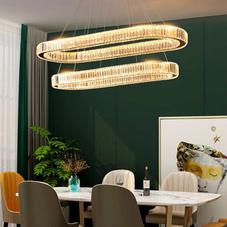Oval Island Lighting Ideas Modern Chandelier Crystal 2 Light Island Ceiling Light in Gold Finish