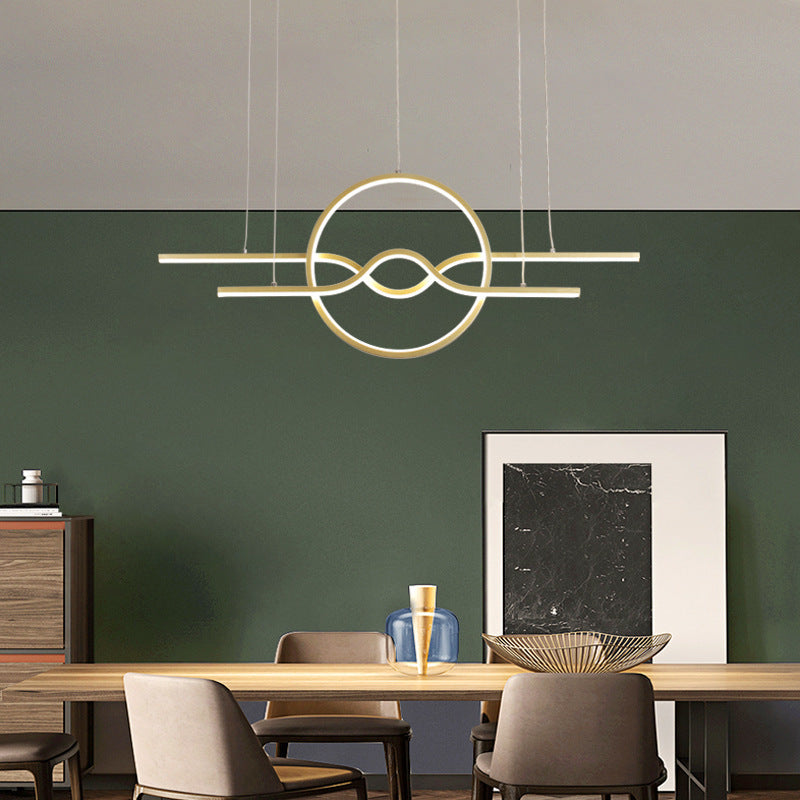 Idee di illuminazione dell'isola geometrica moderna lampadario metallo 3 luci del soffitto isola per sala da pranzo