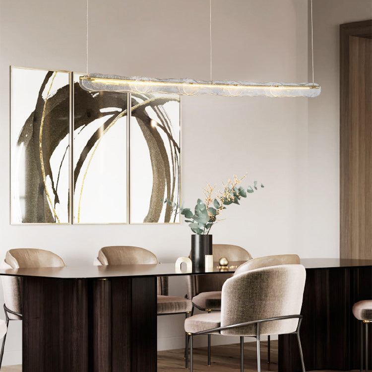 Idee di illuminazione dell'isola lineare moderna lampadario in metallo 1 luce isola luminosa in oro finitura