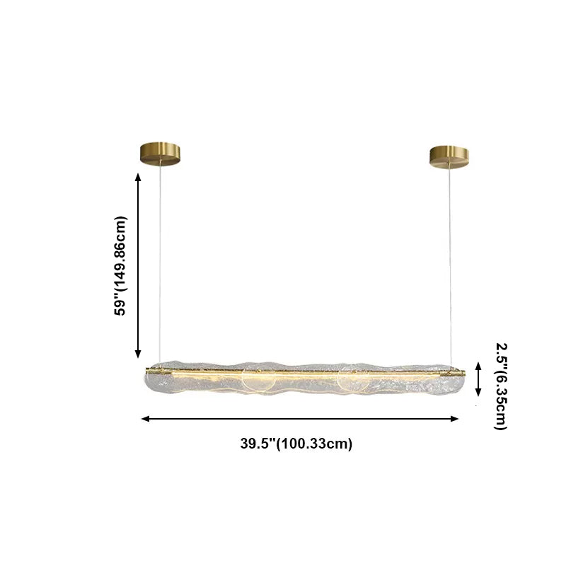 Idee di illuminazione dell'isola lineare moderna lampadario in metallo 1 luce isola luminosa in oro finitura