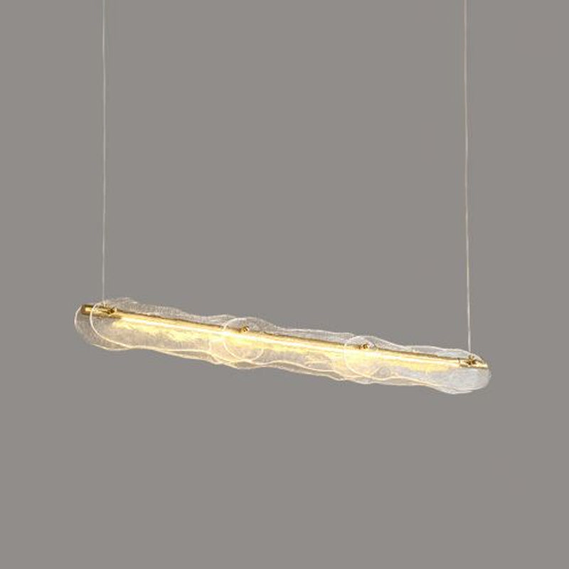 Idee di illuminazione dell'isola lineare moderna lampadario in metallo 1 luce isola luminosa in oro finitura