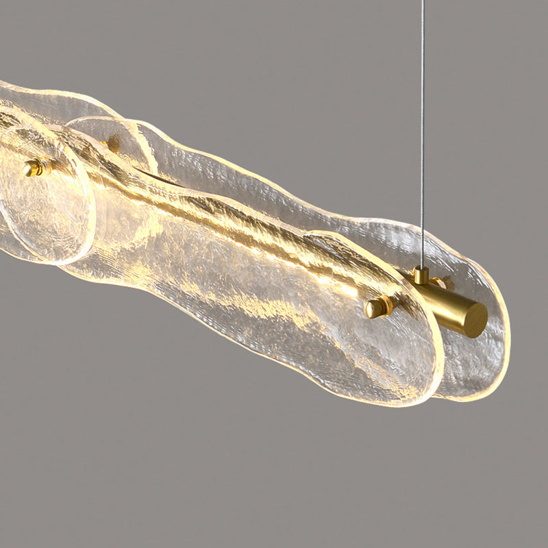 Idee di illuminazione dell'isola lineare moderna lampadario in metallo 1 luce isola luminosa in oro finitura