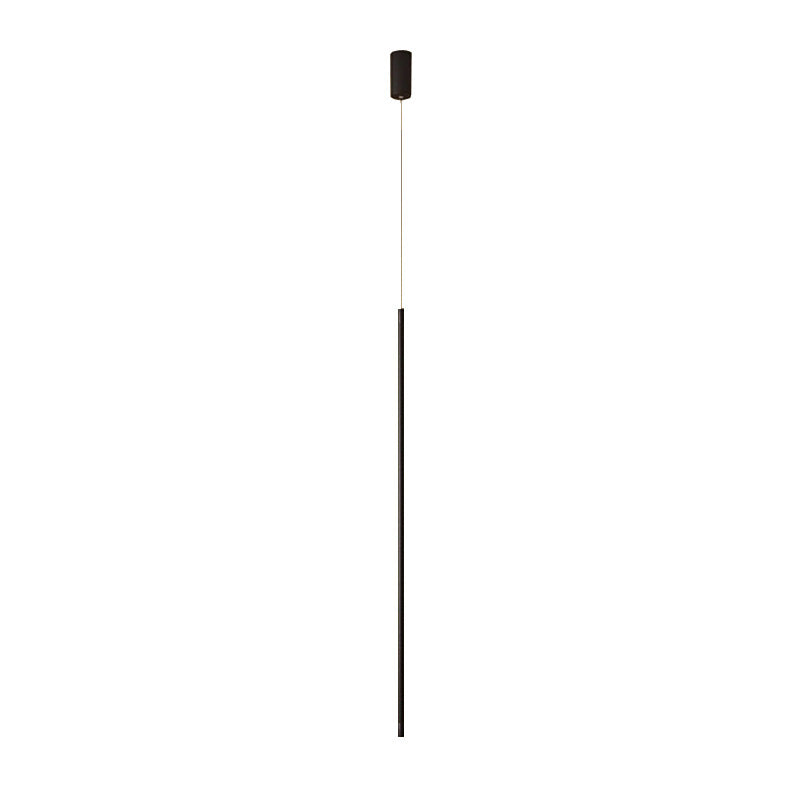 Simple Modern Style Long Line Shape Chandelier Aluminum 1 Light in Black for Living Room Bedroom