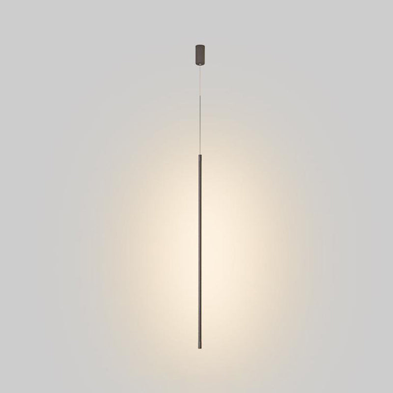 Simple Modern Style Long Line Shape Chandelier Aluminum 1 Light in Black for Living Room Bedroom