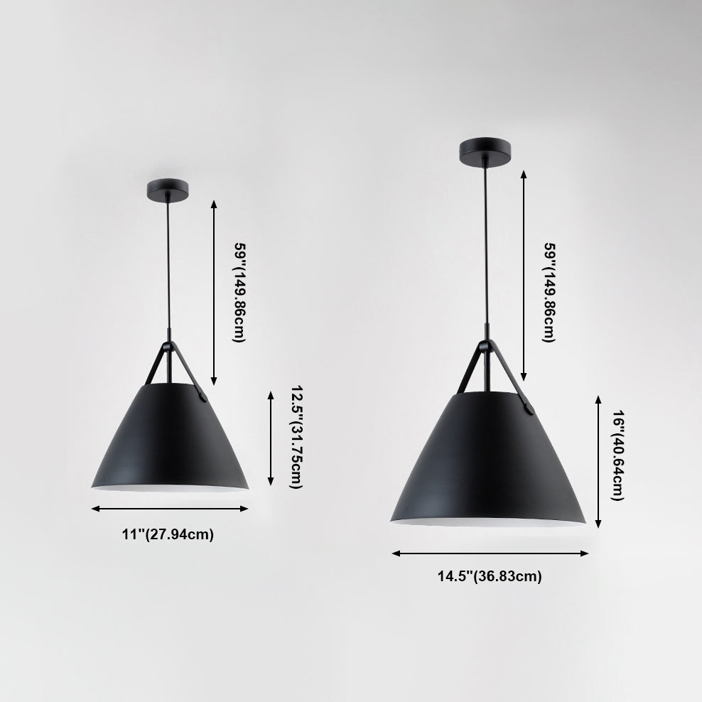 Lampada a sospensione singola creativa moderna troncata cono a sospensione macaron con tonalità in ferro battuto