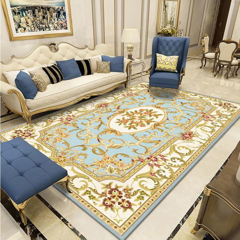 Wine Red Vintage Carpet Polyester Flower Carpet Washable Carpet for Living Room