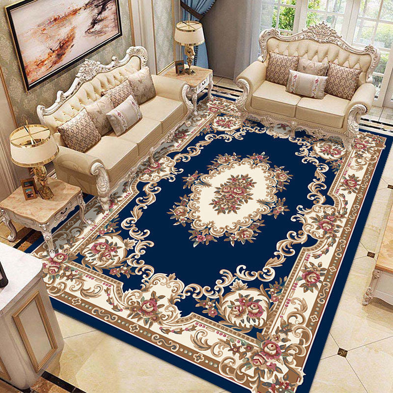 Victorian Floral Pattern Indoor Rug Polyester Carpet Stain Resistant Area Carpet for Home Decoration