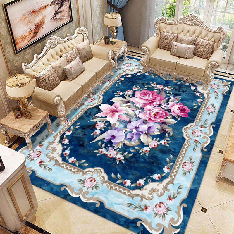 Victorian Floral Pattern Indoor Rug Polyester Carpet Stain Resistant Area Carpet for Home Decoration