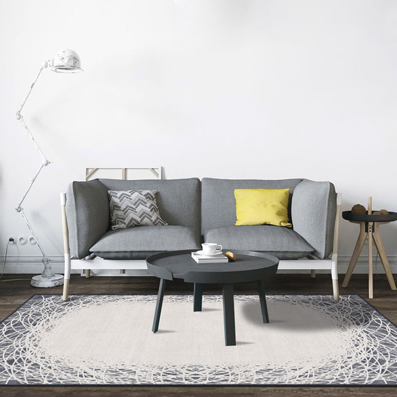 Fancy Grey Modern Area Carpet Geometric Pattern Polyester Area Rug Non-Slip Rug for Home Decor