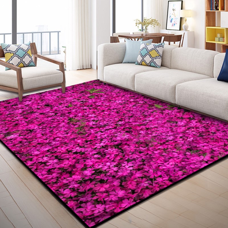 Natural Floral Pattern Indoor Rug Polyester Carpet Stain Resistant Area Carpet for Home Decoration