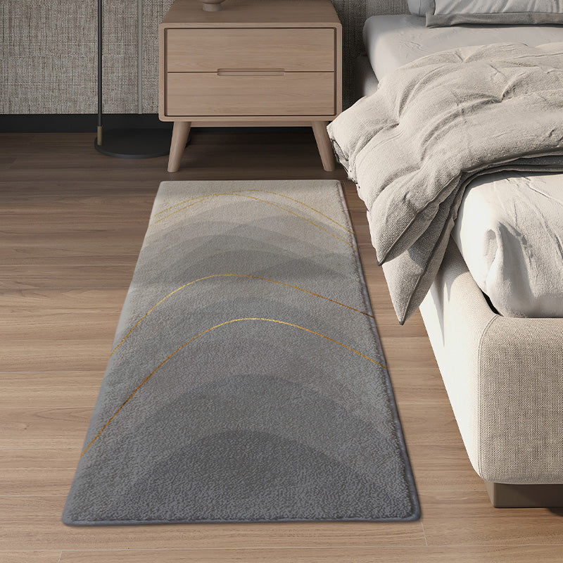 Grey Modern Carpet Geometric Pattern Polyester Area Rug Non-Slip Backing Rug for Bedroom