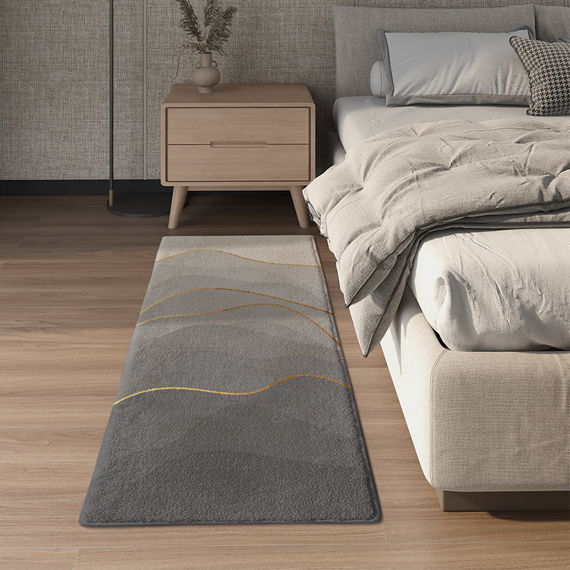 Grey Modern Carpet Geometric Pattern Polyester Area Rug Non-Slip Backing Rug for Bedroom